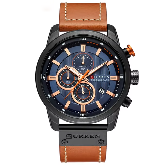 Reloj hombre deportivo-casual con correa de cuero - Curren 8291